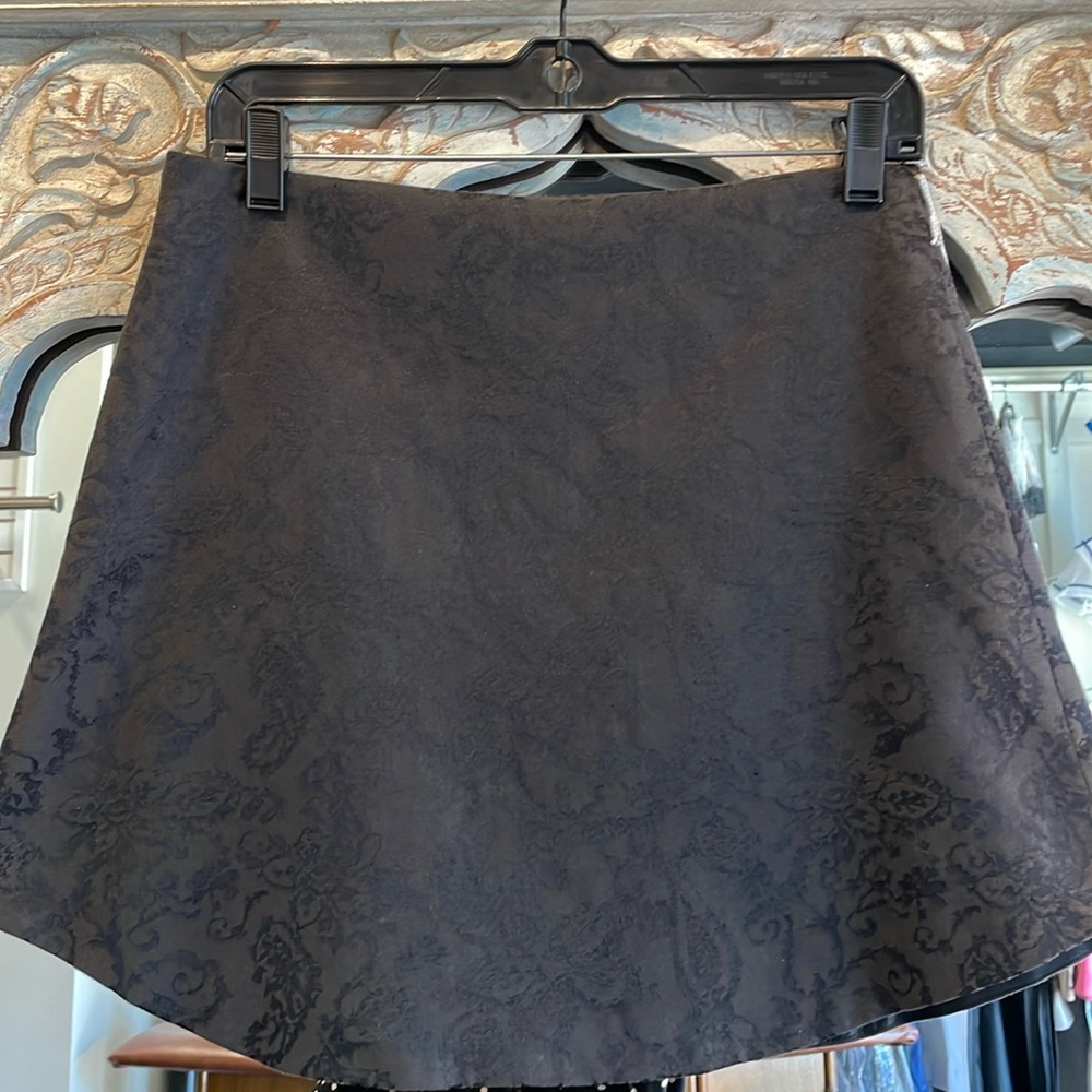 Black damask jacquard aline mini skirt red zipper